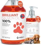 Brilliant Omega 3 Salmon Oil for Dogs & Cats - Norwegian Fish Oil Supplement with EPA & DHA Fatty Acids for Shedding, Allergy, Itching, Dry Skin & Joint Health - Skin and Coat Fish Oil Liquid, 16.9 Oz