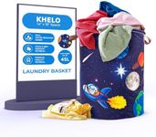 Khelo Kids Laundry Basket - Astronaut Space Rocket Themed - Canvas Laundry Hamper, Kids Clothes Storage for Boys & Girls - Toddler Laundry Basket - Waterproof Foldable Laundry Basket with Handles, 45L