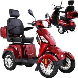 Scooter électrique à 4 roues et 3 vitesses, scooter de voyage récréatif avec 800w high powermobility Scooters for Adults,Long Range Power Extended Battery (rouge XL)