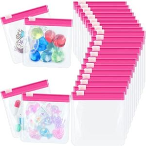 24 Pieces Pill Pouch Bags Zippered Pill Pouch Set Reusable Translucent Medicine Organizer Self Sealing Medicine Bag Travel Plastic Pill Bags with Slide Lock Pill Baggies for Pills Storage (Pink)
