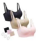 neppein Maternity Nursing Bra, 3Pack Seamless Pregnancy Bra Breastfeeding Bra Sleep Bralette with Removable Spill Prevention Pads and Bra Extenders