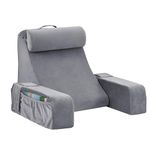 COOZLY Reading Pillow with Arm Support & Headrest | Backrest Pillow for Bed | High-Resilience Foam | Back Support for Reading, Working & Relaxing | Removable Cotton Outer Cover (Grey, Reading Pillow)