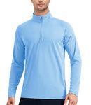 EKLENTSON 1/4 Zip Tops Men Sun Protection Long Sleeve Running T Shirt Casual Sport Solid Color Rash Guard Tee Top,Blue,M