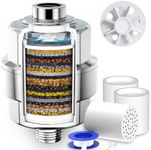 20-Stage Shower Head Filter-Shower Head Filter for Hard Water, with 3 Replaceable Filter Cartridges, High Output Shower Water Filter for Removing Chlorine and Fluoride, Polished Chrome