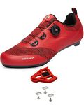 Mens Cycling Shoes Womens Mountain Road Bikes Shoe Compatible with Peloton Bike & Look ARC Delta, Compatible Installation SPD/SPD-L & KEO Cleats Red 9 UK