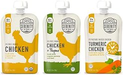 Serenity Kids Chicken Lover Baby Food Pouch Bundle | 6 Each of Free Range Chicken, Chicken & Thyme and Turmeric Chicken Pouches (18 Count)