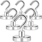 MIKEDE Magnetic Hooks, 70LB+ Heavy Duty Earth Magnets with Hook for Refrigerator, Strong Neodymium Magnet Hooks for Hanging, Magnetic Hanger for Cabins, Cruise Hook Classroom Must Haves - 6 Pack