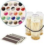 2" Matches in 3 Mini Glass Cloche Jars + Striker Stickers Included | 100 Matchsticks Color of Your Choice | Decorative Safety Matches w/a Dome Glass Holder | Gifts & Home Decor by Thankful Greetings