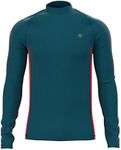 HDTIYUYP Mens Long-Sleeve Rash Vest - Adults UPF Breathable Active Beach Sports Swim Tee Male Quickdrying Surfing Shirt Water Sport Wet Top Petrol Blue L