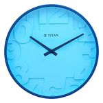 Titan Plastic Contemporary Blue Analog Wall Clock with Overlayed Numbers, 29.5 X29.5 Cm (Medium)