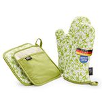 LauterSchutz® pot holders and oven gloves in a set - made of recycled cotton (Green)
