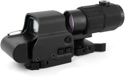 558 Red Green Dot Sight with G45 5X Magnifier Combo with QD Mount，Quick Release，Optical Holographic Reflecting Sight， 20 Levels Brightness，Multi-Coated Lenses，Black/FDE/A-TACS (Black Combo)