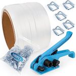 Pallet Strapping Kit Heavy Duty Poly Strapping Banding Kit Tensioner(Blue) for 3/4"*330Ft Length Polyester Polyproplyn Strap,100pcs Steel Buckles