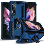 Samsung Z Fold 4 Case, Galaxy Z Fold 4 Case, STARSHOP Military Grade Shockproof Drop Protection Foldable Case with Rotatable Metal Ring Kickstand Phone Cover, for Samsung Galaxy Z Fold 4 - Blue
