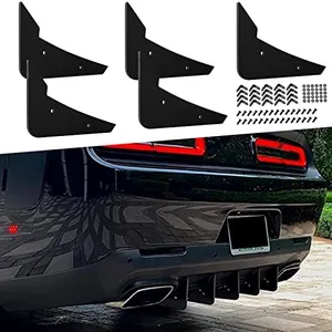 Rear Diffuser 5 Fins V3 Set for Dodge Challenger 2015-2024 Stock Rear Bumper, Black Rear Bumper Diffuser Shark Fin