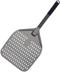 Merysen Pala per Pizza, Pala per Pizza in Alluminio Anodizzato Duro con Manico Smontabile per la Conservazione, Raschietto per Pizza Forata per Pizzas, Pane, Crostate Fatta in Casa