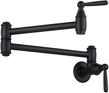 Black Pot Filler, ARCORA Modern Pot Filler Faucet Wall Mount 2 Handle with Double Joint Swing Arms Brass Stove Faucet