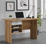 DeckUp Plank Giona Engineered Wood Study Table and Office Desk (Wotan Oak and White, Matte Finish)