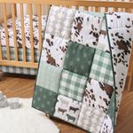 The Peanutshell Crib Bedding Set for Boys or Girls, Neutral 3 pc Cow Print Baby Bedding, Barnyard Western Nursery Decor