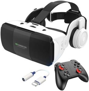 VR Headset for Phone 4.7-7.8 Inch iOS and Android, 3D Virtual Reality Glasses with Controller and Headphones, Vr Glasses for Kids and Adult Play Vr Games & 3D Movies, for Men/Kids (