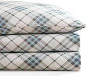 Codi Flannel Sheets Twin Size- 3 Pieces Ultra Soft Flannel Sheet Set, Cozy 100% Cotton Blue Plaid Bedsheets, Brushed for Extra Softness, Fall Themed Warm Bedding Sheets, 12 Inch Deep Pocket