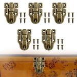 5 Pack Retro Style Toggle Latch Antique Metal Box Buckle for Tool Boxes Jewelry Boxes Handicraft Boxes Medicine Boxes Cosmetic Boxes Toggle Catch Latch with Mounting Screws for Home Office