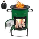 Camping Stove with Carry Bag, Rocket Stove Wood Burning, Portable Charcoal Outdoor Cooking Stove for Backpacking Grill, Picnic, BBQ, Hunting, Fishing, with Wood Holder