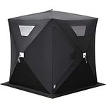 Happybuy Ice Shelter 2 Person Pop-up Portable Ice Fishing Shelter Top Insulated Ice Shelter Tent for Fishing Outdoor (Black)