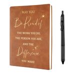 Leaving Gifts for Colleagues Women, A5 Inspirational Notebook and Pen Set, Employee Appreciation Gift, Leather Journal Male Teacher Gifts, Thank You Gifts for Women Men Employee Volunteer(Brown)