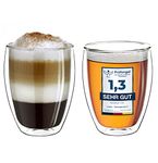 Creano Double Wall Glasses 9oz, Insulated Glass Mugs, Glassware, Latte, Cappuccino or Tea - 2X 9oz (250ml)