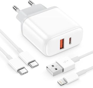 Cargador iPhone [Certificado MFi] USB C Cargador Carga Rapida 20W Enchufe 2 Puertos con 2 Cables de 2M Compatible with iPhone 15/14/13/12/11/Pro/Max/XR/XS/X/8/iPad/S24/S23/Plus Pared Charger Adaptador