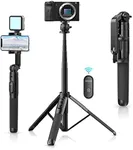 ULANZI SK-03 Selfie Stick Tripod, 64" Professional Stable Phone Tripod Stand for Smartphone/Camera/Gopro, 3 in 1 Extendable Phone Tripod with Detachable Remote for Travel Selfies Video Recording Vlog