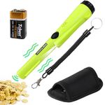 Metal Detector Pinpointer, Metal Detectors for Adults Kids, IP68 Fully Waterproof and 360°Detection Handheld Metal Detecting Accessories with LED and Holster, Gold Panning Kit with 9V Battery (Green)