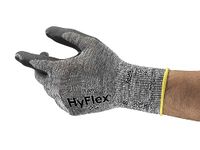 Ansell HyFlex 11-801 Professional Work Gloves, Abrasion Resistant Nitrile Coating with Firm Grip, Multipurpose Protection Gloves, Mechanical and Industrial Safety, Grey, Size M (12 Pairs)