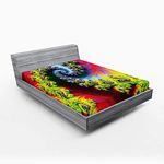 Ambesonne Astral Fitted Sheet, Abstract Fantasy Psychedelic Ornament with Vivid Creative Cloudy Fractal Futuristic, Bed Cover with All-Round Elastic Deep Pocket for Comfort, King Size, Red