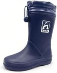 Amoji Kid Rain Boots Boy Mud Rubber Garden Farm Boots Waterproof Rain Shoes YX6517 Navy 3-4 Big Kid