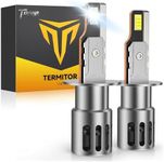 Termitor H1 Light Bulbs, 60,000LM 10X Super Brighter 1:1 Halogen Size, 70000Hrs Lifespan, 6500K White H1 Fog Lights with Cooling Fan, Plug and Play, Pack of 2
