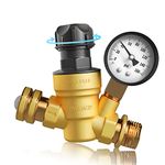 RVGUARD RV Water Pressure Regulator Valve With An Adjustable Knob, NO Tool Required, Brass Lead-Free Water Pressure Reducer with Gauge and Inlet Screen Filter for RV Camper Travel Trailer RGWPR-H