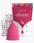 Athena Menstrual Cup One-Pack, Period Cups for Regular to Heavy Flow (Size 2 Large) - Soft Reusable Menstruation Cup - BPA Free Feminine Silicone Cup - Easy to Use and Clean Tampon and Pad Alternative (Solid Pink)