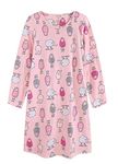 CHUNG Women's Cotton Nightgowns Long Sleeve Crew Neck Cartoon Print Sleep Dress Sleepwear Loose Nightdress Nightshirt Soft Pajamas,Pink Sheep,XL