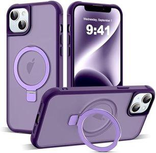 SKYLMW Compatible with iPhone 14 Plus Case with Invisible Magnetic O-Ring Stand Military-Grade Translucent Case for iPhone 14 Plus 6.7" [Compatible with MagSafe][Great Grip Feeling], Purple