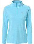 MoFiz Women's Golf Polo Shirt UPF 50+ Sun Shirt Long Sleeve Cycling Tops Lightweight Hiking Tennis Shirt 1/4 Zip Running Sport Shirt L Blue