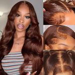 studyy Chocolate Brown Lace Front Wig 13x4 HD Body Wave Lace Front Wigs Human Hair Pre Plucked Hairline Brown Wig Human Hair 180% Density Thick and Smooth #4 Colored for Black Women 22 Inch