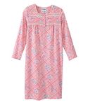 Women’s Open Back Adaptive 100% Cotton Flannel Hospital Gown with Snaps - Plaid Posies SMA