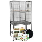 Brisbane Cage & Starter Package for Sugar Gliders - Includes Durable Cage, Healthy Food Variety, Exercise Wheel, Food Dishes, Water Bottle & Nest Pouch