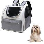 AWOKZA Cat Backpack Carrier Foldable Breathable Pet Carrier Washable Pad & Mesh Window Dog Carrier Backpack for Large Big Cats Hiking, Travelling, Camping, (Grey)