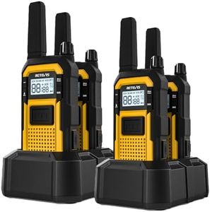Retevis RB648 Heavy Duty Two Way Radio, Waterproof Shock Resistant, Rugged Walkie Talkies, Dual PTT, VOX, Rechargeable Two Way Radio for Contractor (4 Pack)