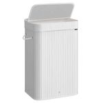 SONGMICS Laundry Hamper with Lid, Bamboo Laundry Basket, Removable Machine Washable Hamper Basket, with Handles, 72 L, for Laundry Room, Bedroom, Washroom, Cloud White LCB061W01