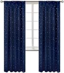 BGment Kids Blackout Curtains for Bedroom, Rod Pocket Room Darkening Curtains Decoration Thermal Insulation Window Drapes for Nursery, Children Room, 2 Panels, Each 42 x 84 Inch, Navy Blue