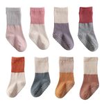 J Poqobog Baby Girls Boys Socks infant Cotton Crew Socks for newborn Non Slip/Anti Skid Toddler Knee-high Socks set